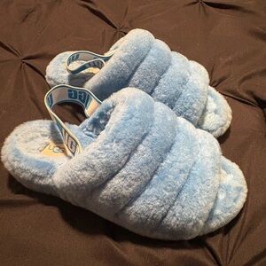 UGG Light Blue Fluffy Slippers